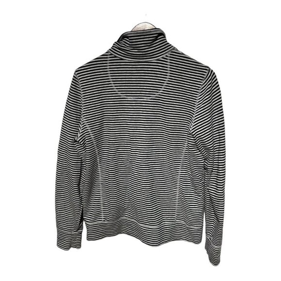 L.L. Bean Ultrasoft Sweats Jacket Stripe Size Medium Gray/Blue - Picture 2 of 6